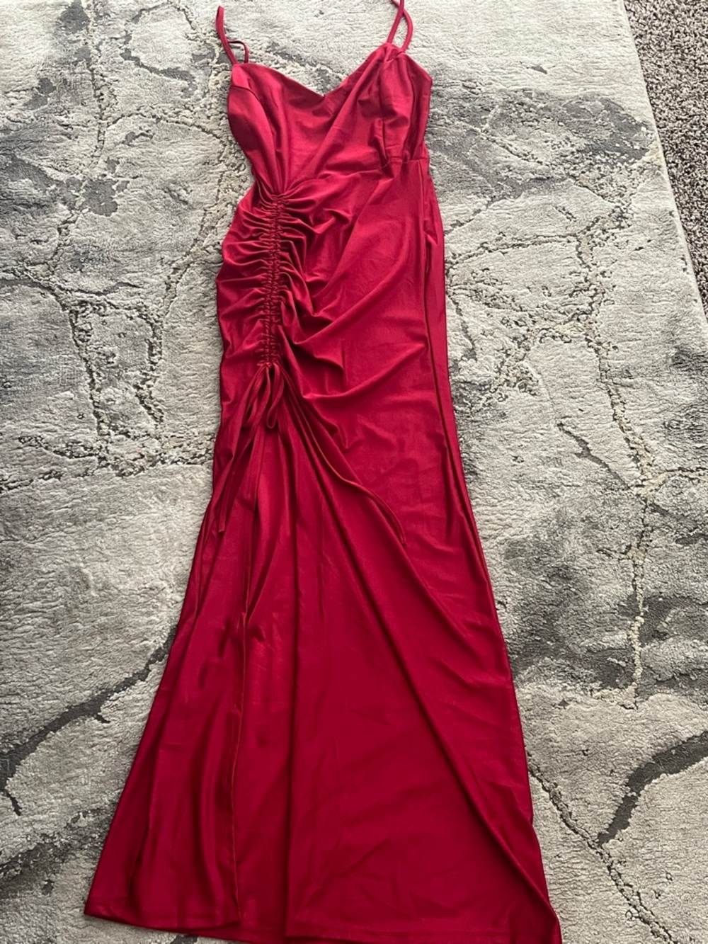 iris Red Draped Ruched Maxi Dress - Picture 1 of 5